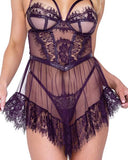 Sugar Plum Babydoll and Thong Set - Purple -