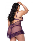 Sugar Plum Babydoll and Thong Set - Purple -