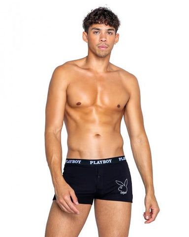 Playboy Mens Tuxedo Modal Boxer Briefs - Black/White -