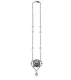 Framed Gem Drop Ship Necklace - Clear Glass Beads