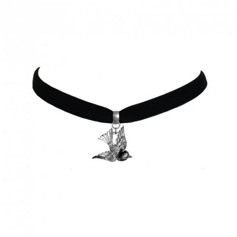 Swallow Choker Necklace - Black