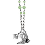Swallow Sweet & Petite Necklace - Green Opal Glass Beads