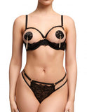 Diamante Satin Chain Pastie - Black
