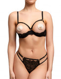 Diamante Satin Classic Pastie - Silver/Vintage Peach