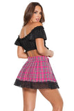Pleated Skirt - Pink Plaid -