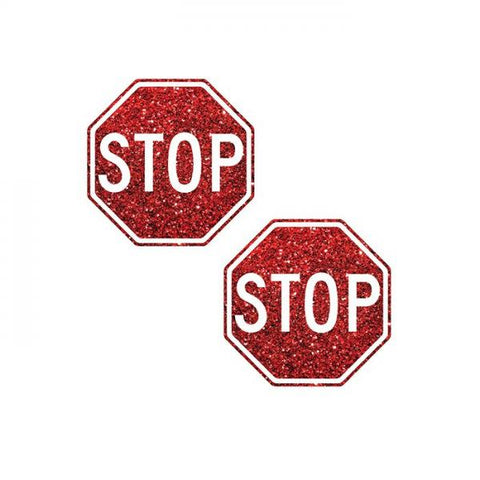 Stop Sign Glitter Pasties - Red