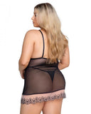 Playboy Bunny Kiss Babydoll and Panty - Black/Nude -