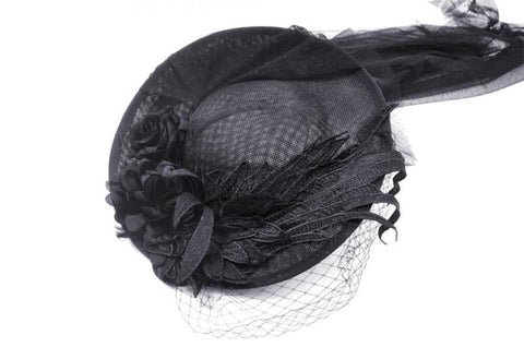 Gothic Lady Veil Hat - Black