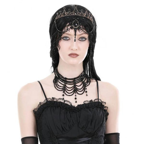 Gothic Princess Beaded Crown - Black