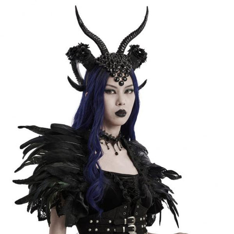 Goth Demon Horn Headdress - Black