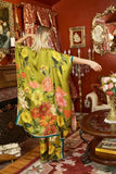 French Riviera Hand-Beaded Kimono - Olive Floral - One Size