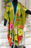 French Riviera Hand-Beaded Kimono - Olive Floral - One Size