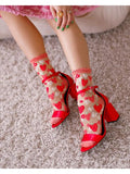 Strawberry Daisy Ruffle Sheer Crew Sock - U.S. W5.5-10