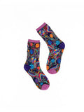 Pop Art Planets Black Sheer Crew Sock - U.S. 5.5-10.5