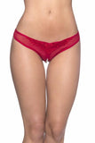 Red - Crotchless Pearl Thong - One Size
