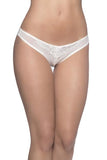White - Crotchless Pearl Thong - One Size