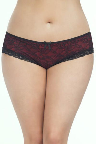 Black/Red - Lace Cage Back Panty -