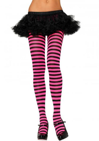 Stripe Tights - Black & Fuschia - One Size