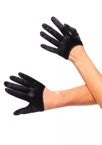 Mini Crop Satin Glove - Black - One Size