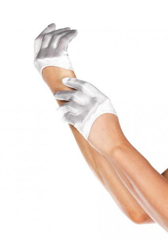 Mini Crop Satin Glove - White - One Size