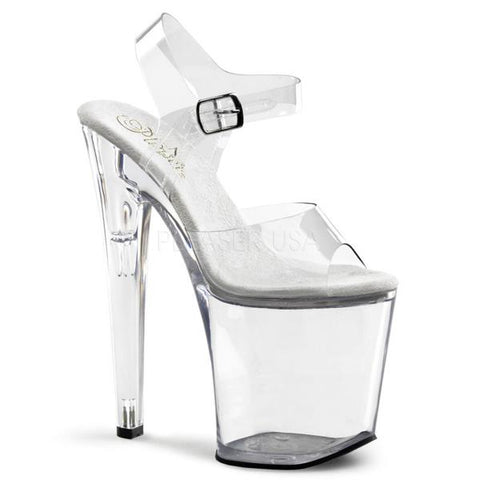 Clear - Xtreme 8" Heel with Strap - Size