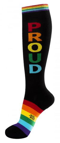 Proud Knee High Sock - Black & Rainbow