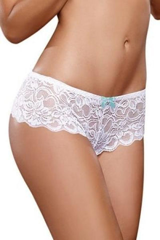 Lace Crotchless Short - White