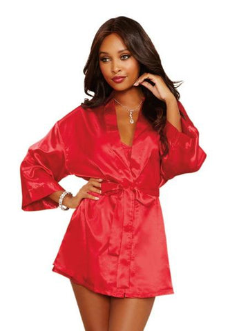 Charmeuse Robe with Chemise - Red -