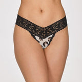 Lace Low Rise Thong - Animal Chiffon