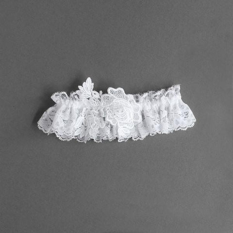 White - Venice Lace Leg Garter - One Size