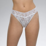 Signature Lace Original Rise Thong - White - One Size