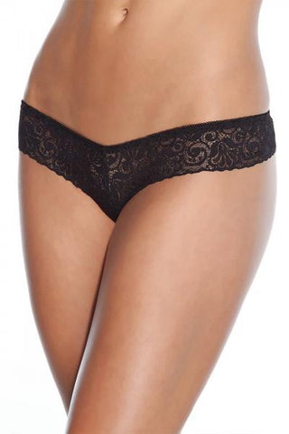 Pearl Crotchless Panty - Black - One Size
