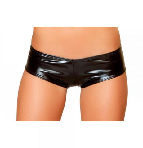 Black - Metallic Pucker Back Mini Short -