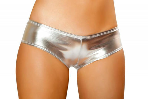 Silver - Metallic Pucker Back Short -