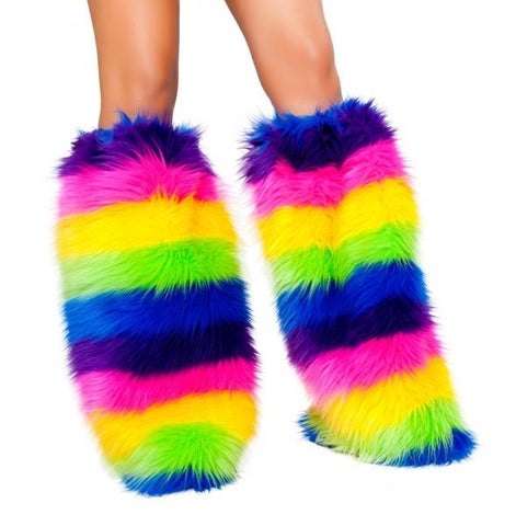 Fur Boot Covers - Rainbow