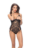 Open Cup Crotchless Teddy - Black - One Size