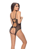 Open Cup Crotchless Teddy - Black - One Size