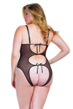 Black - Open Cup Crotchless Teddy - Queen