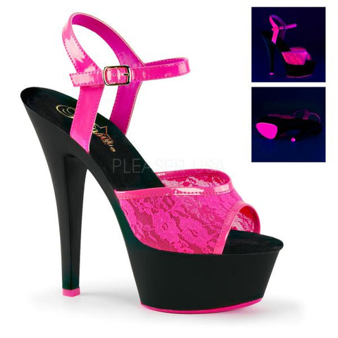 Neon Pink - 6" Lace Platform - Size