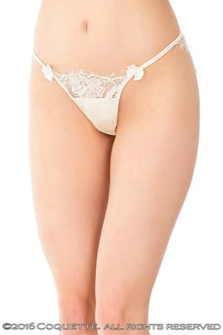 Satin Rigid Eyelash Lace Panty - Ivory - One Size/X-Large