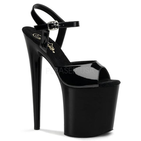 Flamingo 8" Platform with Ankle Strap - Black - Size