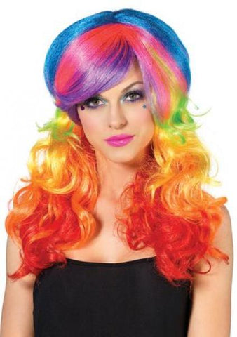 Rainbow Rocker Multi-color Wig - One Size