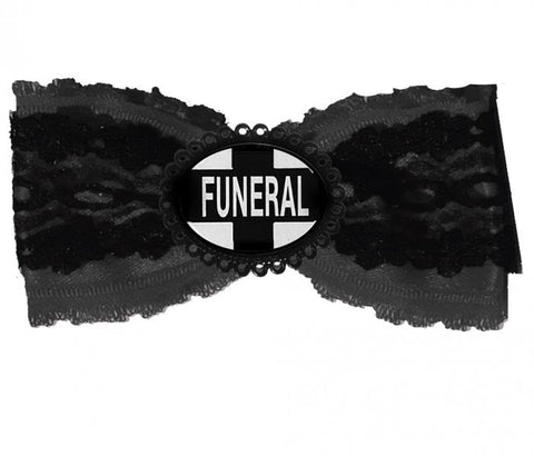 Black Lace Funeral Hair Bow