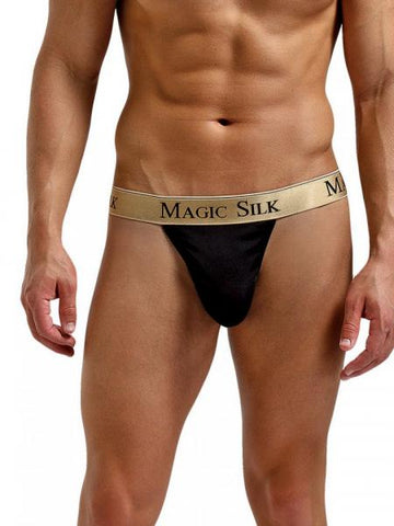 Men's 100% Silk Knit Micro Thong - Black