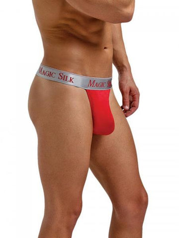 Men's 100% Silk Knit Micro Thong - Red -