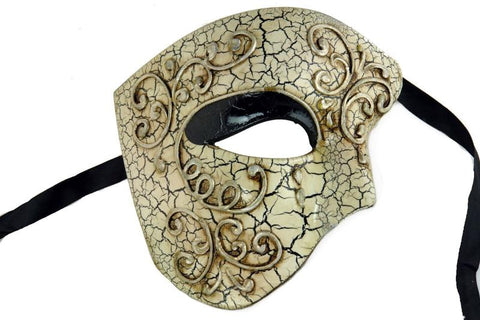 Venetian Phantom Mask - Ivory & Silver