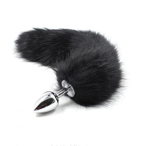 Fox Tail With Metal Plug - Black