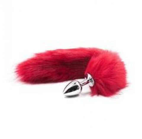 Fox Tail With Metal Plug - Red