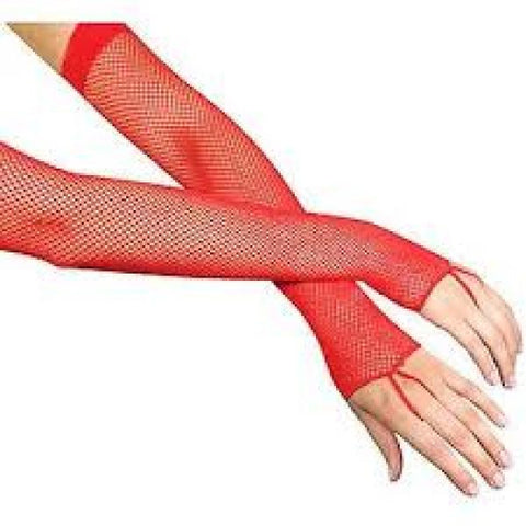 Fishnet Arm Warmers - Red - One Size