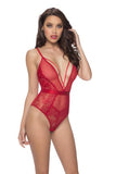 Red - V-Plunge Lace Teddy -